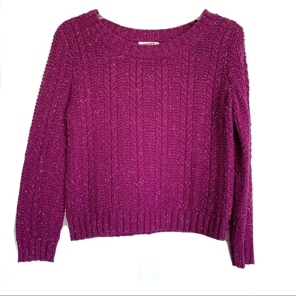 Arizona Jean Co Purple 3/4 Sleeve Round Neck Knit Sweater size Small